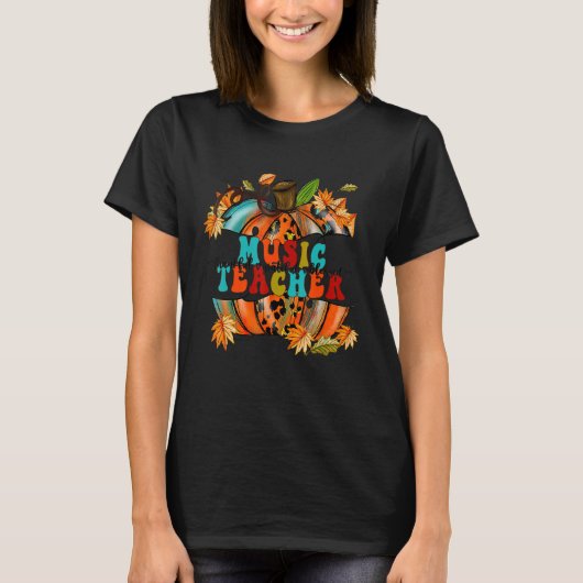 Thankful Grateful Blessed Music Teacher Pumpkin Au T-shirt (Voorkant)