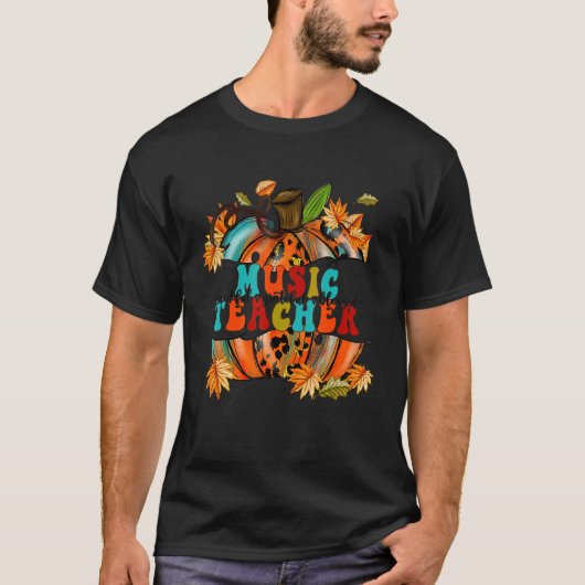 Thankful Grateful Blessed Music Teacher Pumpkin Au T-shirt (Voorkant)