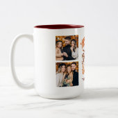 Thankful Grateful Blessed Name 4 Foto Herfst Tweekleurige Koffiemok (Links)