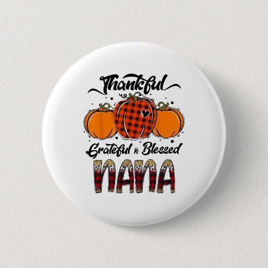 Thankful Grateful Blessed Nana Plaid Thanksgiving Ronde Button 5,7 Cm (Voorkant)