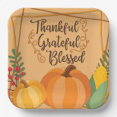 Thankful, Grateful, Blessed Papieren Bordje (Voorkant)