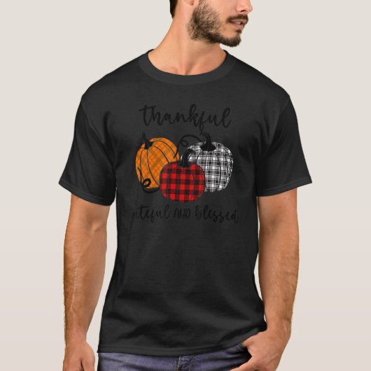 Thankful Grateful Blessed Plaid  Thanksgiving Men  T-shirt (Voorkant)