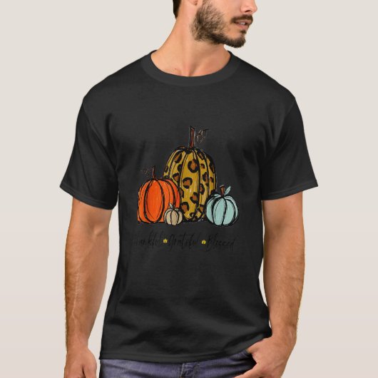 Thankful Grateful Blessed Pumpkin Thanksgiving Day T-shirt (Voorkant)