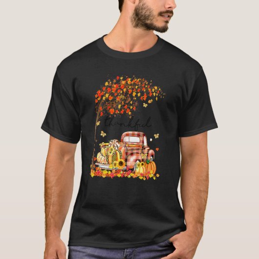 Thankful Grateful Blessed Pumpkin Truck Its Fall Y T-shirt (Voorkant)
