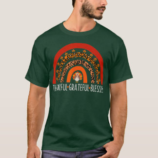 THANKFUL GRATEFUL BLESSED Rainbow Turkey Thanksgiv T-shirt