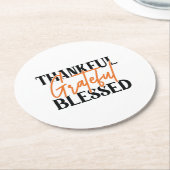 Thankful, Grateful, Blessed Ronde Kartonnen Onderzetter (Gebogen)