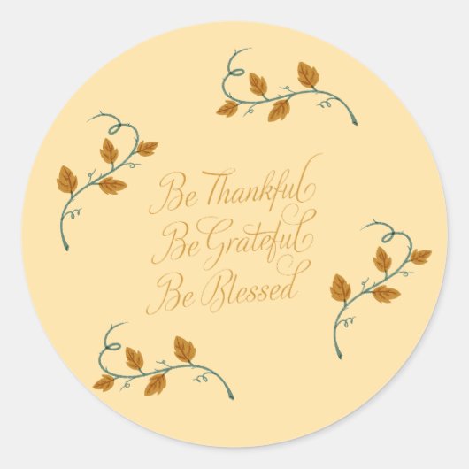 Thankful, Grateful, Blessed Ronde Sticker (Voorkant)