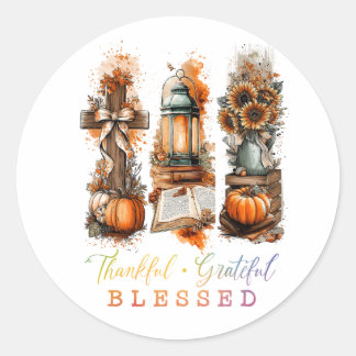 Thankful Grateful Blessed  Ronde Sticker
