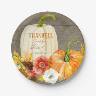 Thankful Grateful Blessed Rustic Wood Farmhouse Papieren Bordje