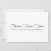 Thankful Grateful Blessed script Thanksgiving Feestdagenkaart (Voorkant)