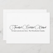 Thankful Grateful Blessed script Thanksgiving Feestdagenkaart (Voorkant / Achterkant)