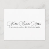 Thankful Grateful Blessed script Thanksgiving Feestdagenkaart (Voorkant)