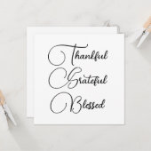 Thankful Grateful Blessed script Thanksgiving Kaart (Voorkant / Achterkant in situ)