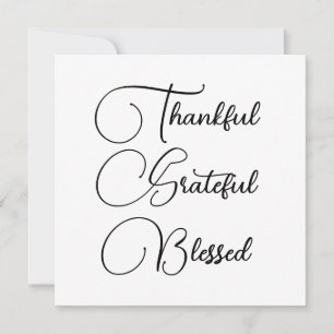 Thankful Grateful Blessed script Thanksgiving Kaart