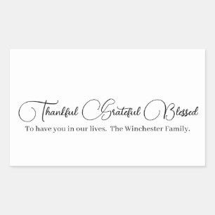 Thankful Grateful Blessed script Thanksgiving Rechthoekige Sticker