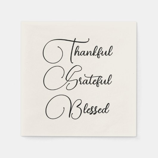 Thankful Grateful Blessed script Thanksgiving Servet (Voorkant)