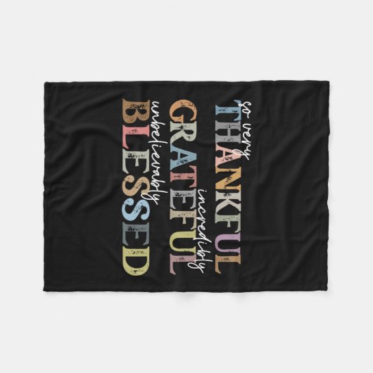 Thankful Grateful Blessed Thanksgiving Autumn Fall Fleece Deken (Voorkant (Horizontaal))