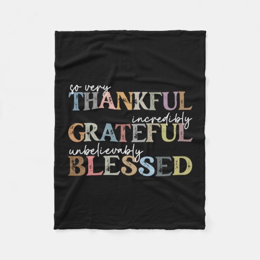 Thankful Grateful Blessed Thanksgiving Autumn Fall Fleece Deken (Voorkant)