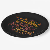Thankful Grateful Blessed Thanksgiving Black Papieren Bordje (Gekanteld)