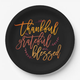Thankful Grateful Blessed Thanksgiving Black Papieren Bordje