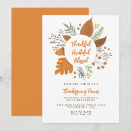 Thankful Grateful Blessed Thanksgiving Dinner Kaart