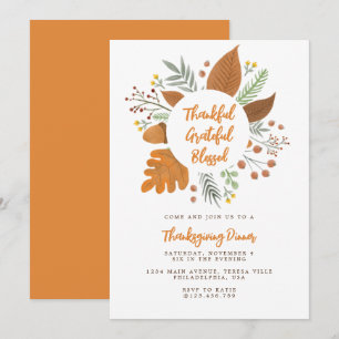 Thankful Grateful Blessed Thanksgiving Dinner Kaart