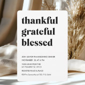 Thankful Grateful Blessed Thanksgiving Dinner Kaart