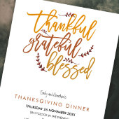 Thankful Grateful Blessed Thanksgiving Dinner Kaart