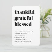 Thankful Grateful Blessed Thanksgiving Dinner Kaart (Staand voorkant)