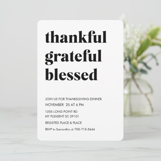 Thankful Grateful Blessed Thanksgiving Dinner Kaart (Staand voorkant)