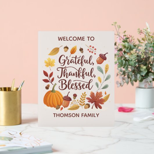 Thankful Grateful Blessed Thanksgiving Fall Acryl Bord (Huwelijk)