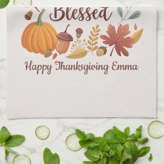 Thankful Grateful Blessed Thanksgiving Fall Theedoek (Gevouwen)