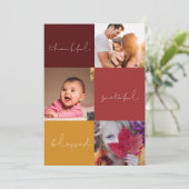 Thankful Grateful Blessed Thanksgiving fotokaart Feestdagenkaart (Staand voorkant)