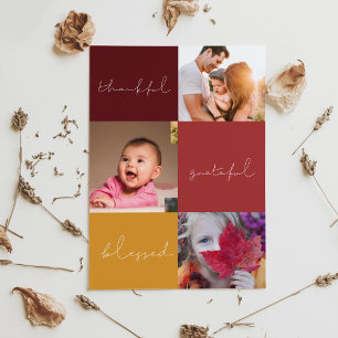 Thankful Grateful Blessed Thanksgiving fotokaart Feestdagenkaart