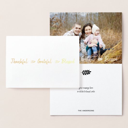 Thankful Grateful Blessed Thanksgiving Greeting Folie Kaarten (Display)