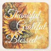 Thankful Grateful Blessed Thanksgiving Herfst herf Kartonnen Onderzetters (Voorkant)