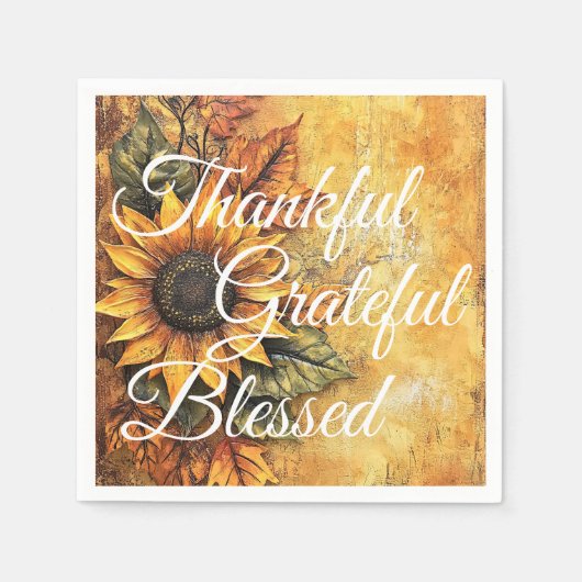 Thankful Grateful Blessed Thanksgiving Herfst herf Servet (Voorkant)