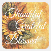Thankful Grateful Blessed Thanksgiving Herfst herf Vierkante Sticker (Voorkant)