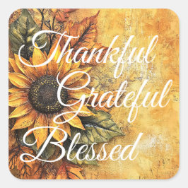 Thankful Grateful Blessed Thanksgiving Herfst herf Vierkante Sticker