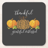 Thankful Grateful Blessed Thanksgiving Pumpkin Kartonnen Onderzetters (Voorkant)