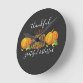 Thankful Grateful Blessed Thanksgiving Pumpkin Ronde Klok (Hoek)