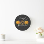 Thankful Grateful Blessed Thanksgiving Pumpkin Ronde Klok (Huis)