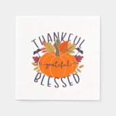 Thankful Grateful Blessed Thanksgiving Pumpkin Servet (Voorkant)