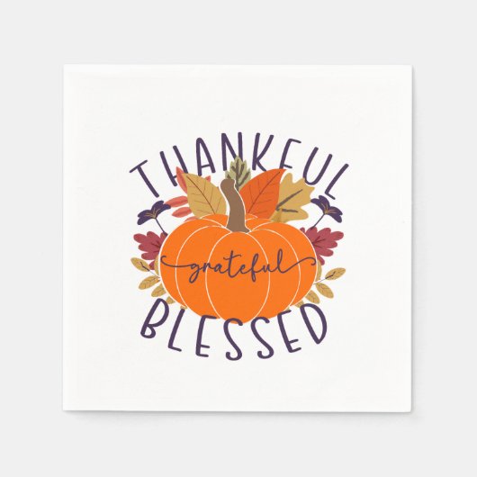 Thankful Grateful Blessed Thanksgiving Pumpkin Servet (Voorkant)