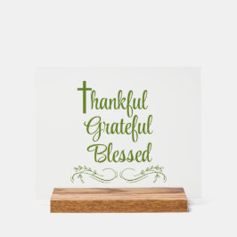 Thankful Grateful Blessed Thanksgiving Quote Acryl Bord