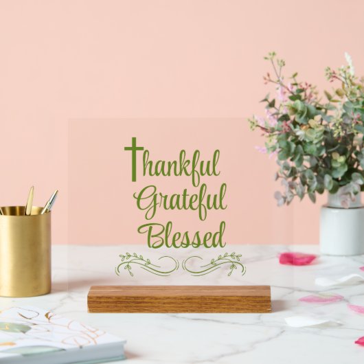 Thankful Grateful Blessed Thanksgiving Quote Acryl Bord (Huwelijk)