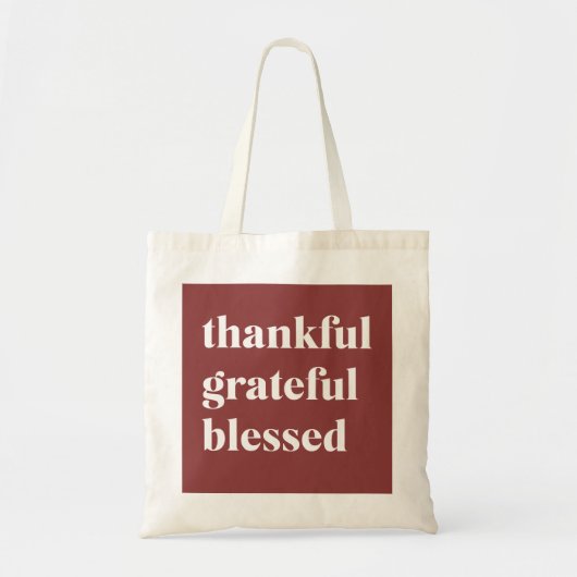 Thankful Grateful Blessed Tote Bag (Voorkant)