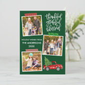 Thankful Grateful Blessed Truck Tape Green Feestdagenkaart (Staand voorkant)