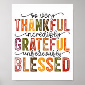 Thankful Grateful Blessed Turkey Family Happy Than Poster (Voorkant)