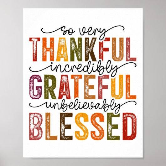 Thankful Grateful Blessed Turkey Family Happy Than Poster (Voorkant)